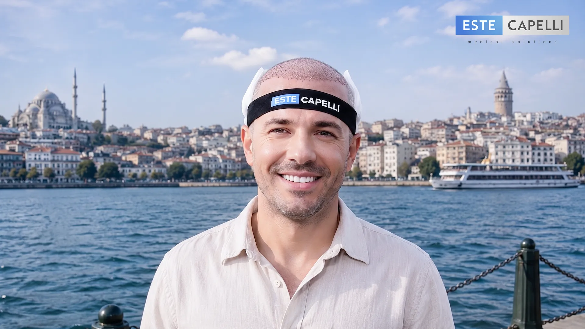 Patient receiving a hair transplant in Turkey at Estecapelli clinic in Istanbul
