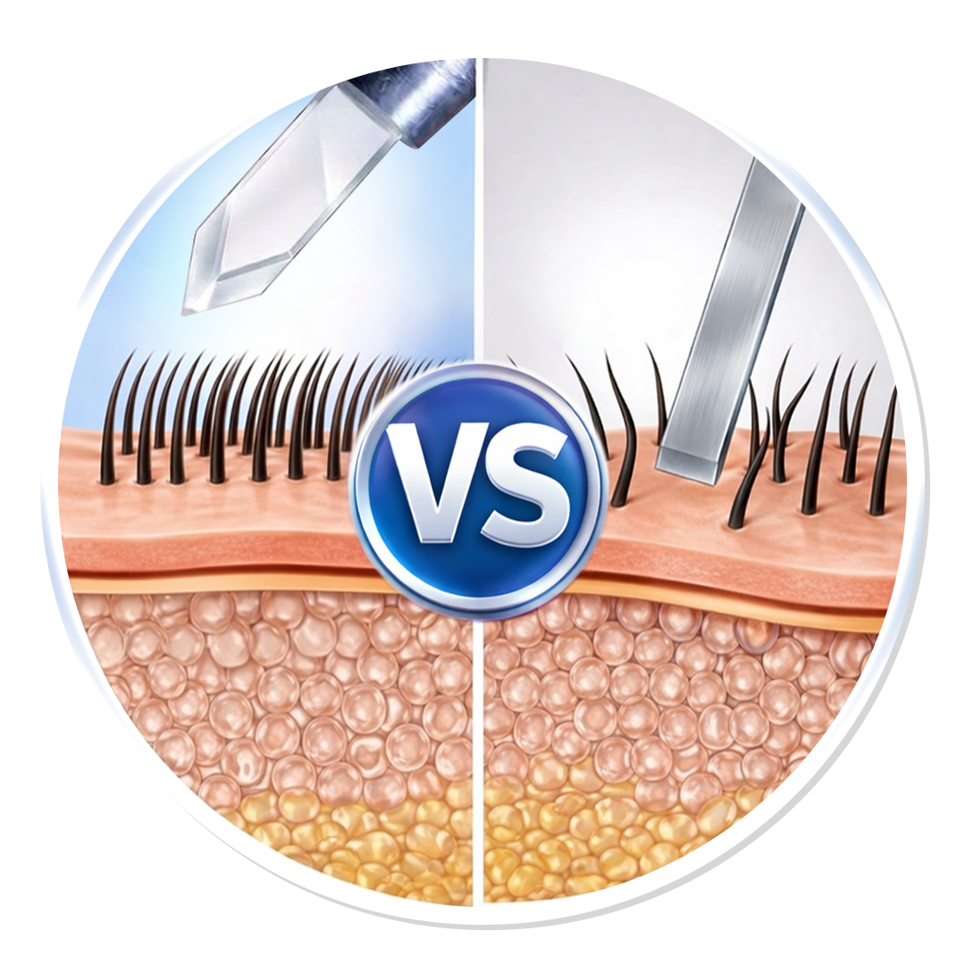 The differences between the Sapphire FUE method and traditional FUE are as follows: