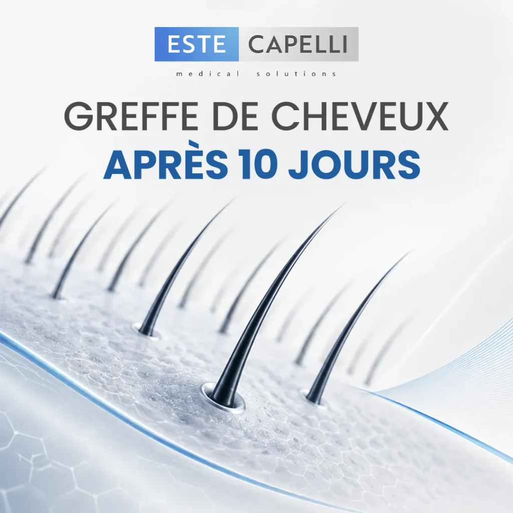 Greffe de cheveux après 10 jours — cuir chevelu en cicatrisation