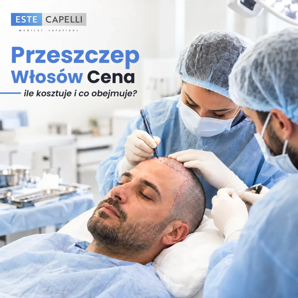Przeszczep włosów cena obejmuje zabieg: zespół medyczny Estecapelli przygotowuje pacjenta